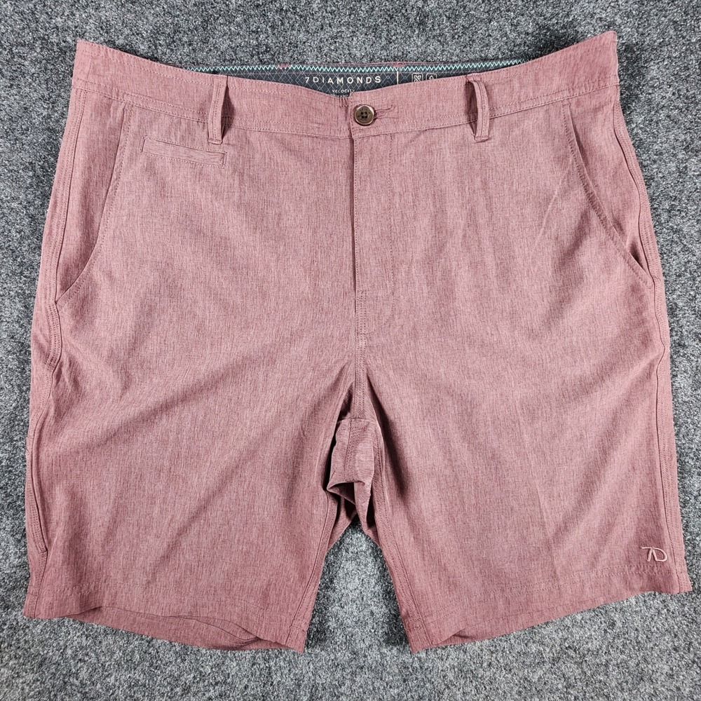 7 Diamonds Velocity Performance Shorts Mens 38 Burgundy Heathered Stretch Golf